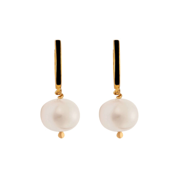 ileana makri Big Pearl and Enamel Hoops