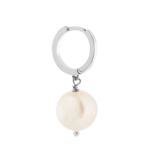 Ileana Makri Big Pearl Hoops SLV