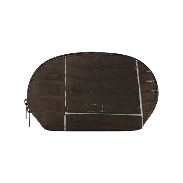 ileana makri Big Round Zip Pouch Raw Leather Black