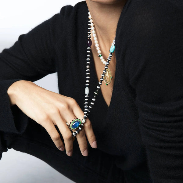 Ileana Makri Black Agate Stripe Necklace 20 (75cm)