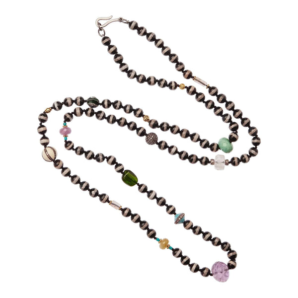 ileana makri Black Agate Stripe Necklace 30 (80cm)