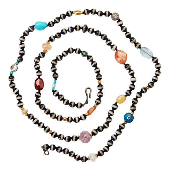 Ileana Makri Black Agate Stripe Necklace 41 (100cm)