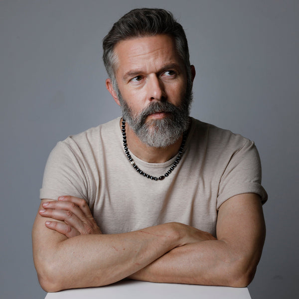 Ileana Makri Black Agate Stripe Necklace 76 (45cm)