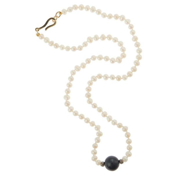 ileana makri Black Ball & Pearl Necklace (45cm)