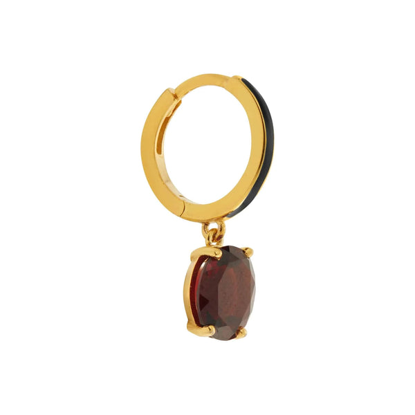 Ileana Makri Black Enamel & Garnet Hoops