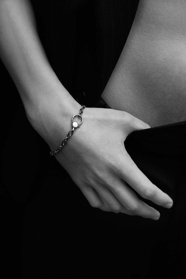 Ileana Makri Black Gold Lock Chain Bracelet