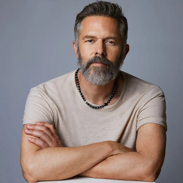 Ileana Makri Black Onyx Stripe Beaded Necklace