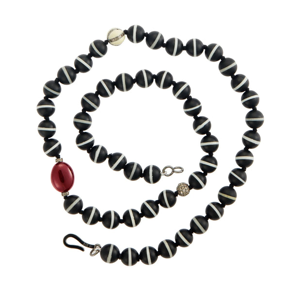 Ileana Makri Black Onyx Stripe Beaded Necklace