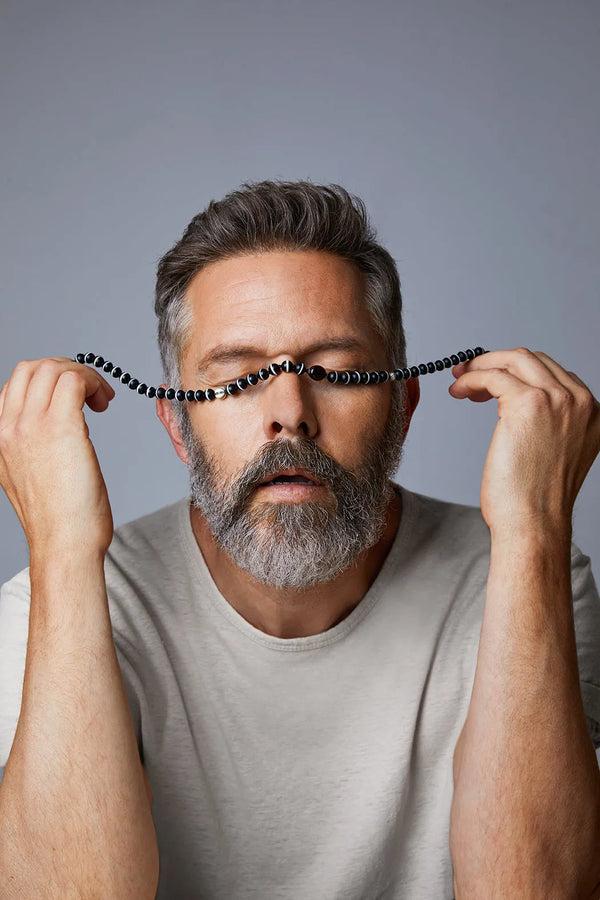 Ileana Makri Black Onyx Stripe Beaded Necklace