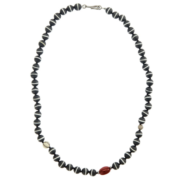 ileana makri Black Onyx Stripe Beaded Necklace