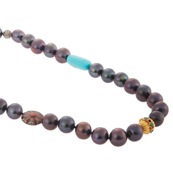 Ileana Makri Black Pearl Beaded Necklace 71 (45cm)