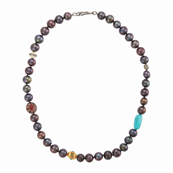 ileana makri Black Pearl Beaded Necklace 71 (45cm)