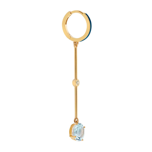 Ileana Makri Blue Enamel Blue Topaz Long Hoops