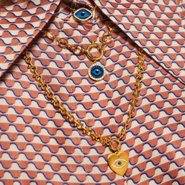 Ileana Makri Blue Eye Rainbow Necklace