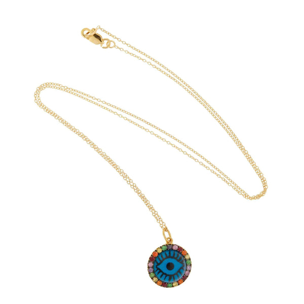 Ileana Makri Blue Eye Rainbow Necklace