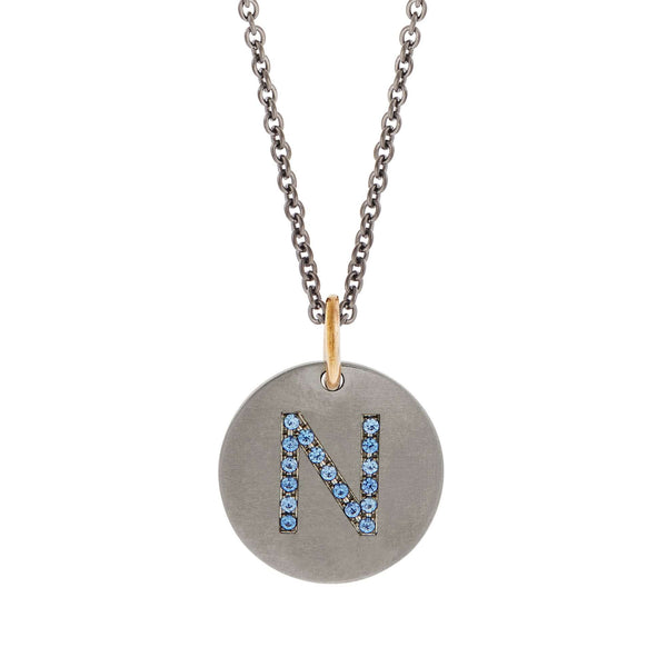 ileana makri Blue Sapphire Letter Pendant T-BS