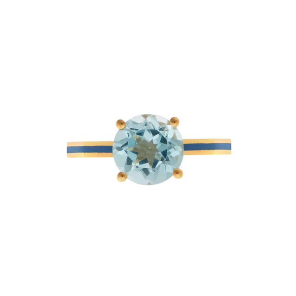 Ileana Makri Blue Topaz Enamel Slim Band