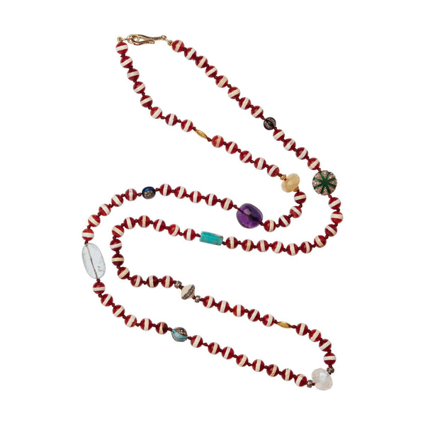 ileana makri Brown Agate Stripe Necklace 12 (80cm)