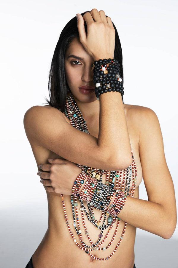 Ileana Makri Brown Agate Stripe Necklace 38 (1m)