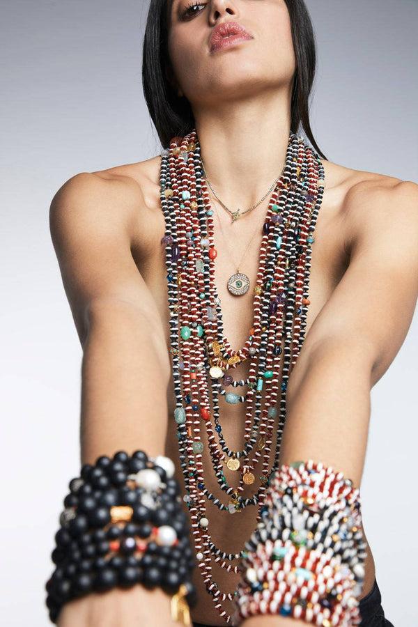 Ileana Makri Brown Agate Stripe Necklace 5 (70cm)