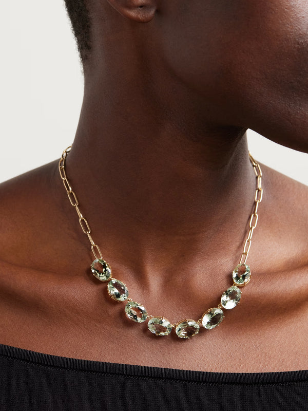 Ileana Makri Chained Crown Necklace Green Amethyst