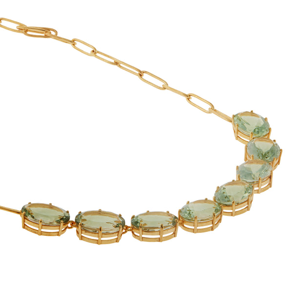 Ileana Makri Chained Crown Necklace Green Amethyst