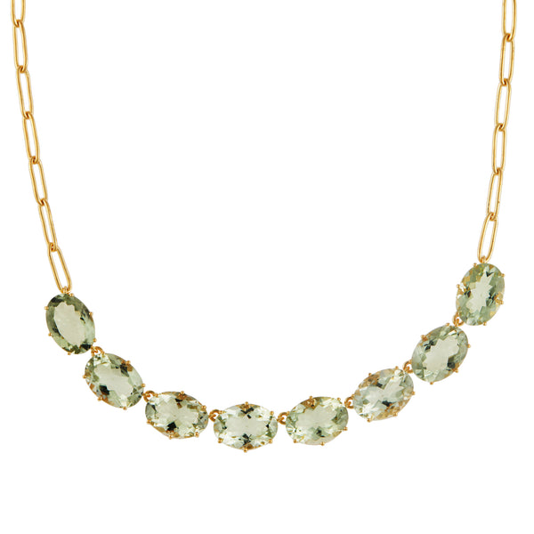 Ileana Makri Chained Crown Necklace Green Amethyst