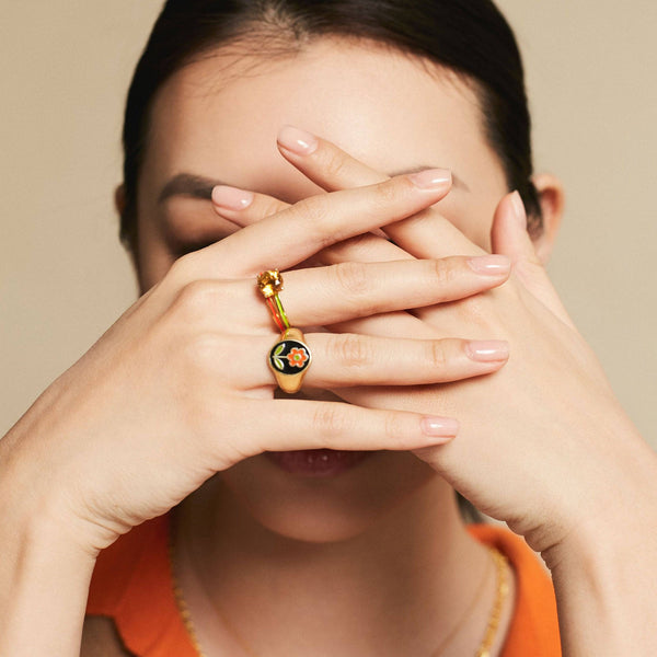 Ileana Makri Citrine Enamel Slim Band