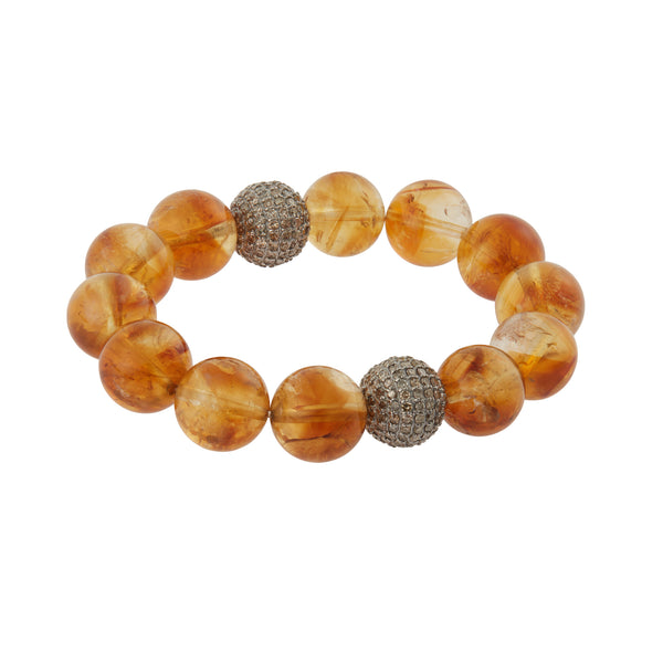 Ileana Makri Citrine & Grey Diamond Beaded Bracelet