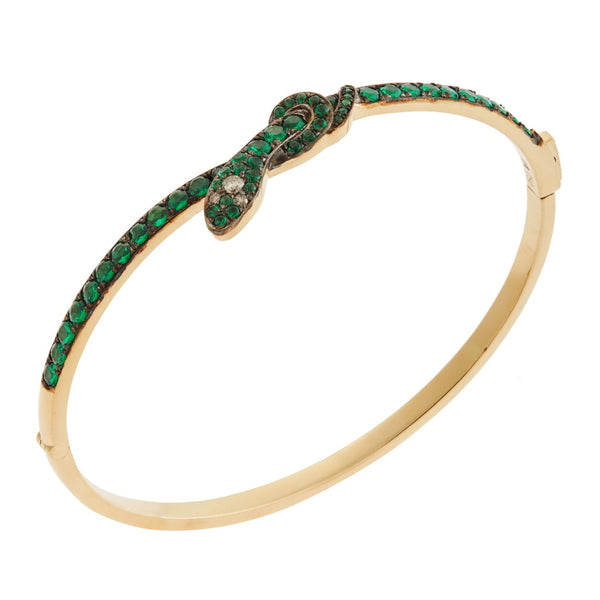 Ileana Makri Coiled Snake Emerald Bangle