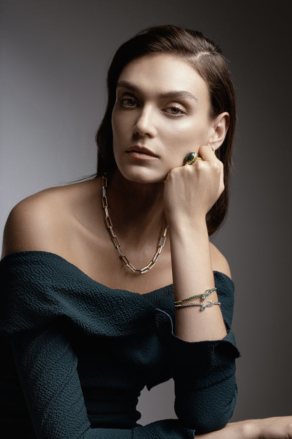 Ileana Makri Coiled Snake Emerald Bangle