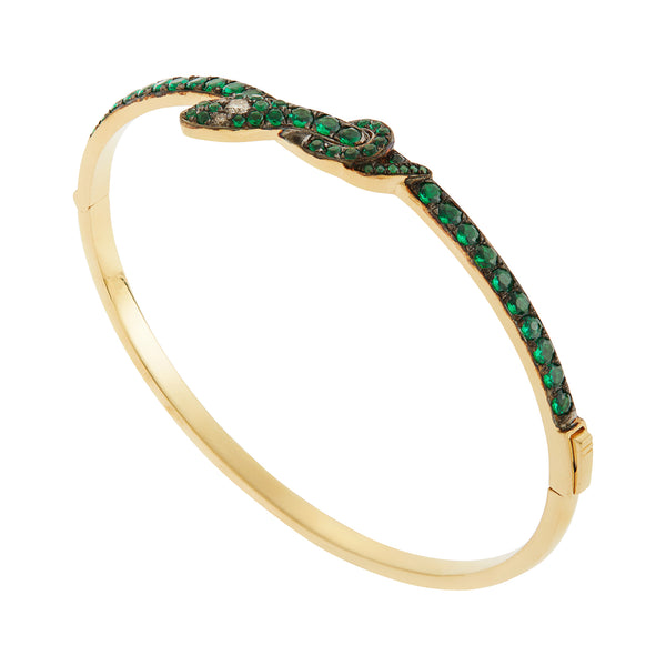 Ileana Makri Coiled Snake Emerald Bangle