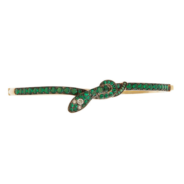 ileana makri Coiled Snake Emerald Bangle