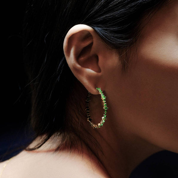 Ileana Makri Cosmic Medium Emerald Rivulet Hoops