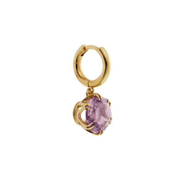Ileana Makri Crown Midi Hoops Pink Amethyst