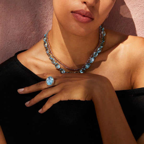 Ileana Makri Crown Necklace Blue Topaz