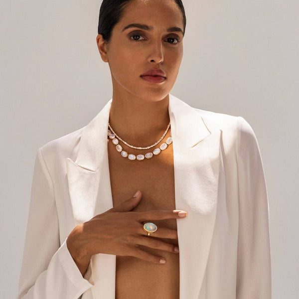 Ileana Makri Crown Necklace Rainbow Moonstone