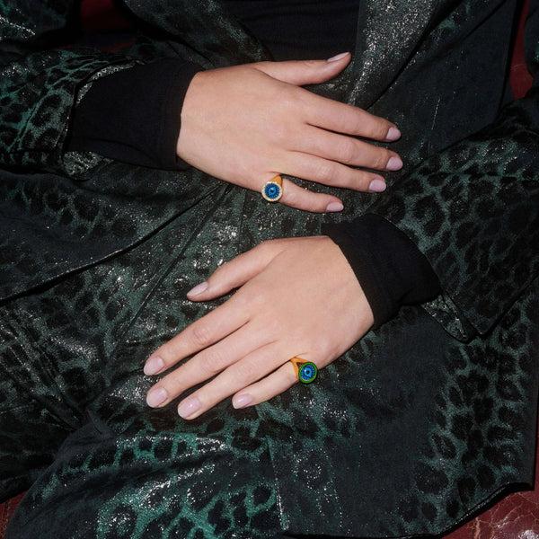 Ileana Makri Crystal Evil Eye Chevalier Ring WZ