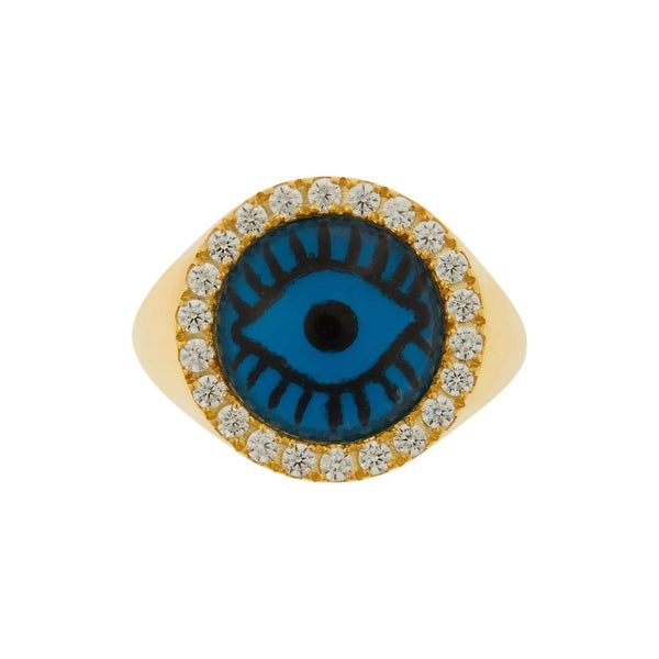 Ileana Makri Crystal Evil Eye Chevalier Ring WZ