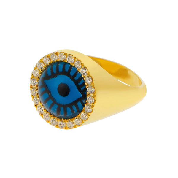 ileana makri Crystal Evil Eye Chevalier Ring WZ