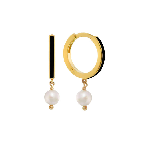 Ileana Makri Dainty Pearl And Enamel Hoops