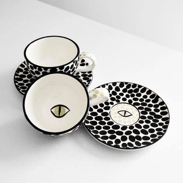 Ileana Makri Dawn Eye Cappuccino Cups B&W (set Of 2)