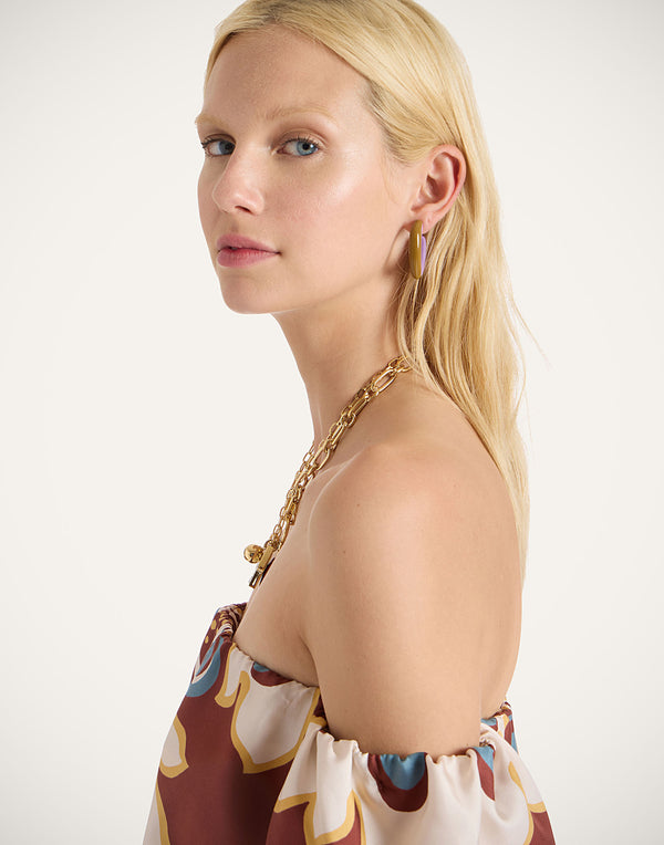 Ileana Makri Dew Earrings Bicolor Mini Brown Pink