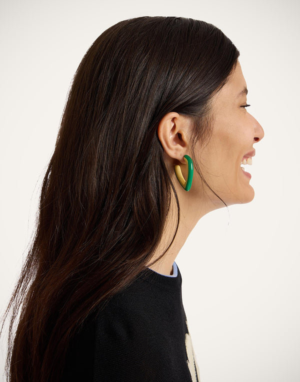 Ileana Makri Dew Earrings Bicolor Mini Green Ivory