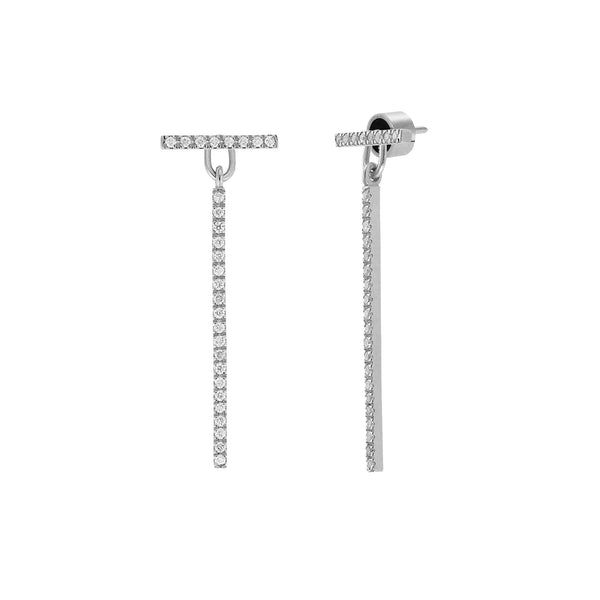 Ileana Makri Diamond Bar Earrings Short W-D