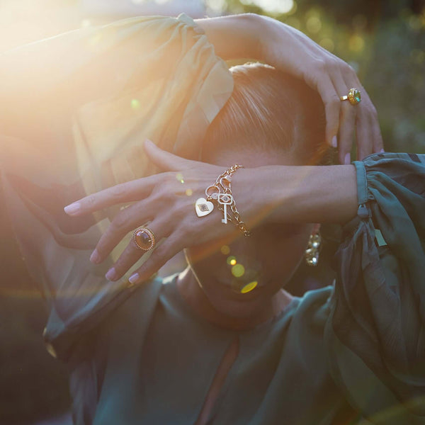 Ileana Makri Diamond Lock Widelink Chain Bracelet