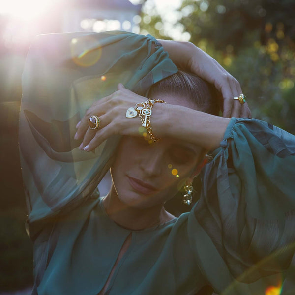 Ileana Makri Diamond Lock Widelink Chain Bracelet