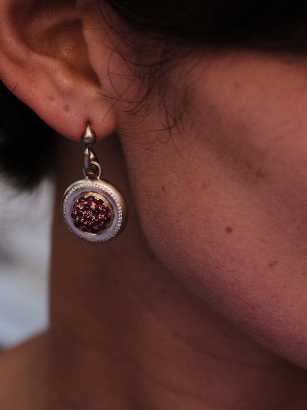 Ileana Makri Diamond Ruby Caviar Earrings Small