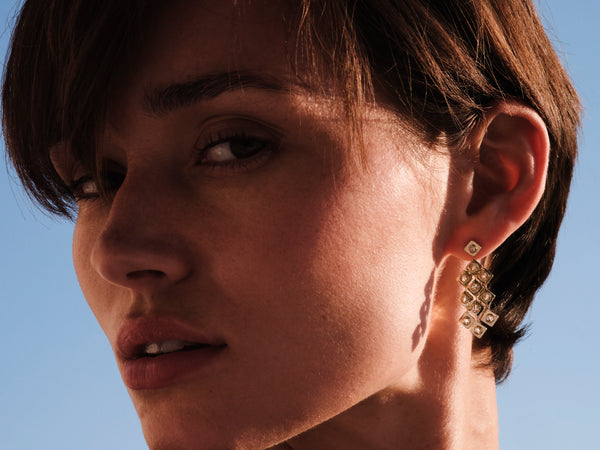Ileana Makri Diamond Tile Curtain Earrings
