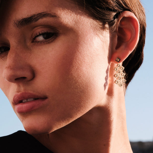 Ileana Makri Diamond Tile Curtain Earrings